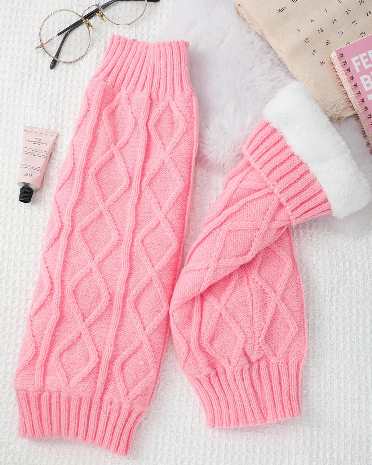 Shihanee Winter Fleece Lined Leg Warmers for Women Knit Long Leg Warmers Warm Fleece Lined Boot Socks for Skating Daily Wear - Image 6