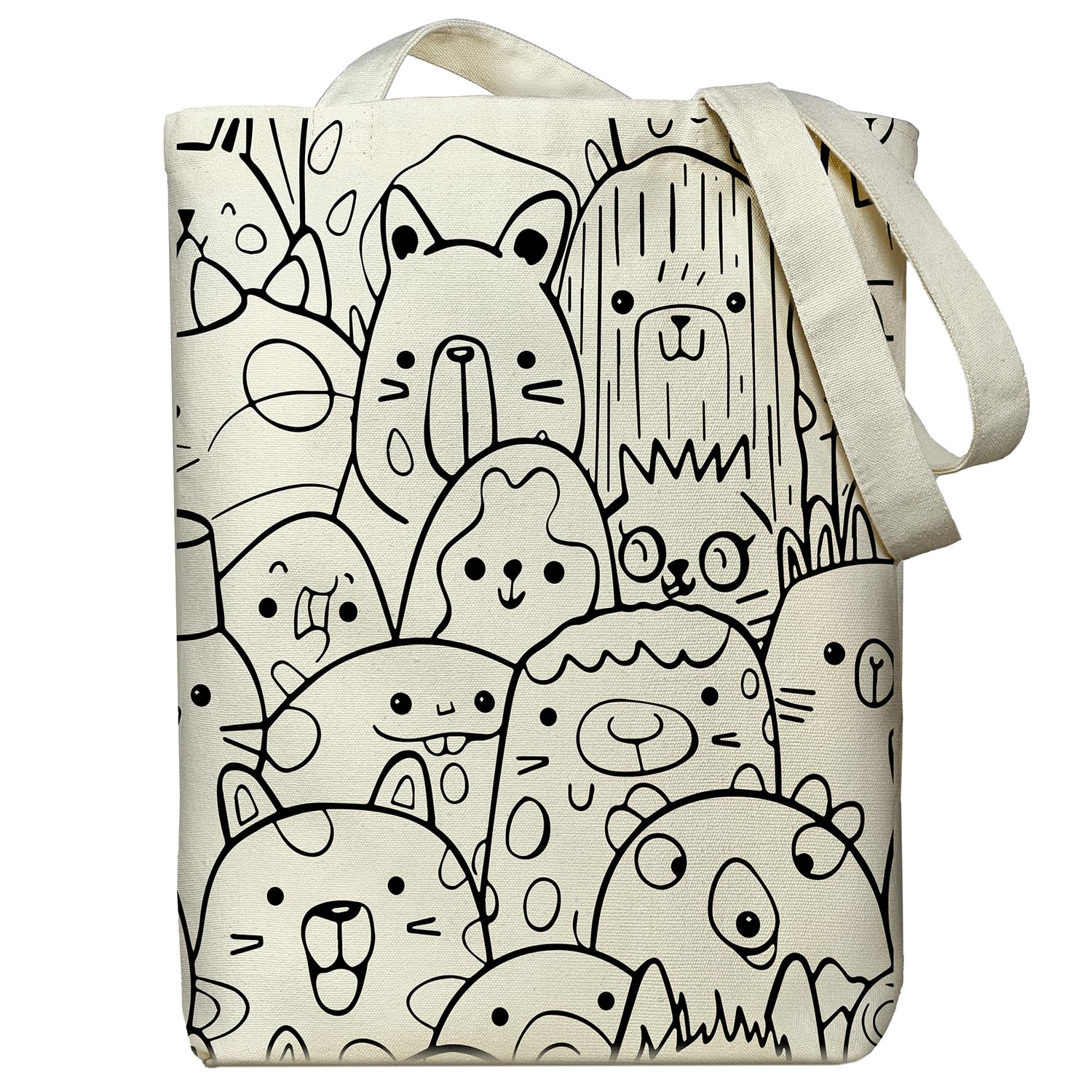 itgowisa Canvas Tote Bag for Women, Tote Bag with Zipper Inner Pocket, Zippered Canvas Bag for Shopping Work Grocery Everyday