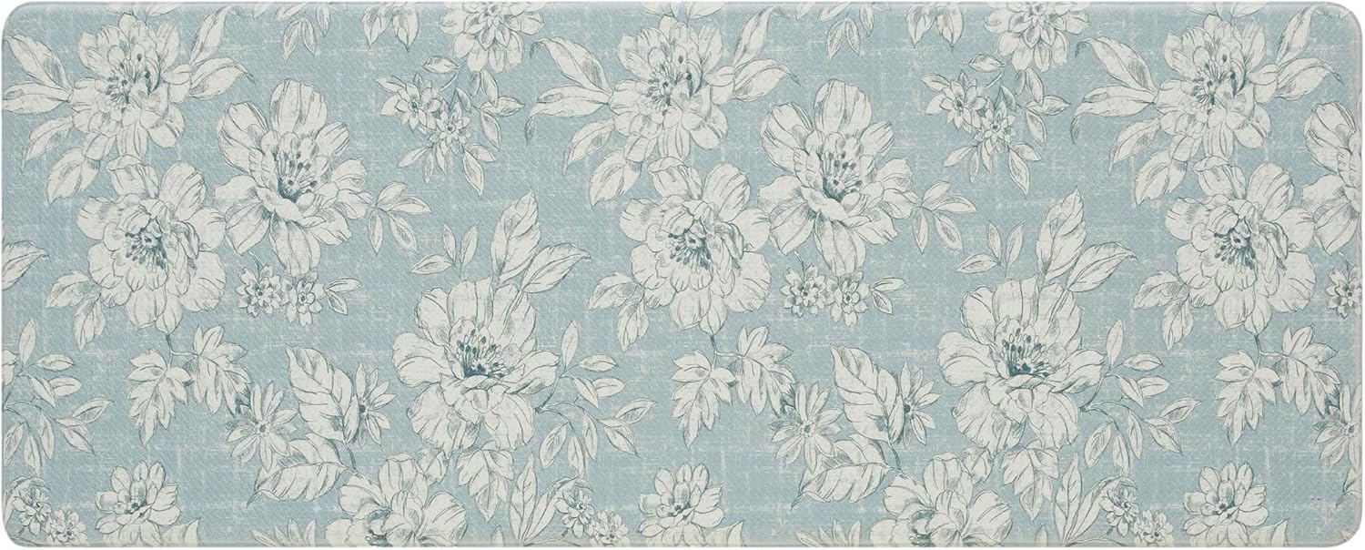 Laura Ashley Blue PVC Anti-Fatigue Comfort Mat 60" x 17.5"