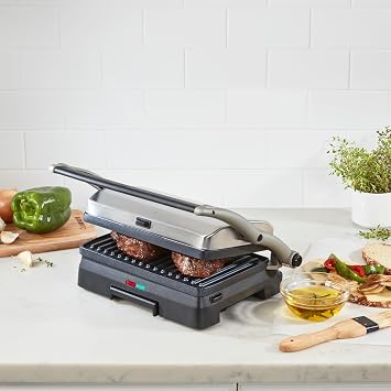 Cuisinart Griddler Indoor Grill & Panini Press, Dishwasher-Safe Nonstick Cooking Plates, Stainless Steel, GR-11NAS