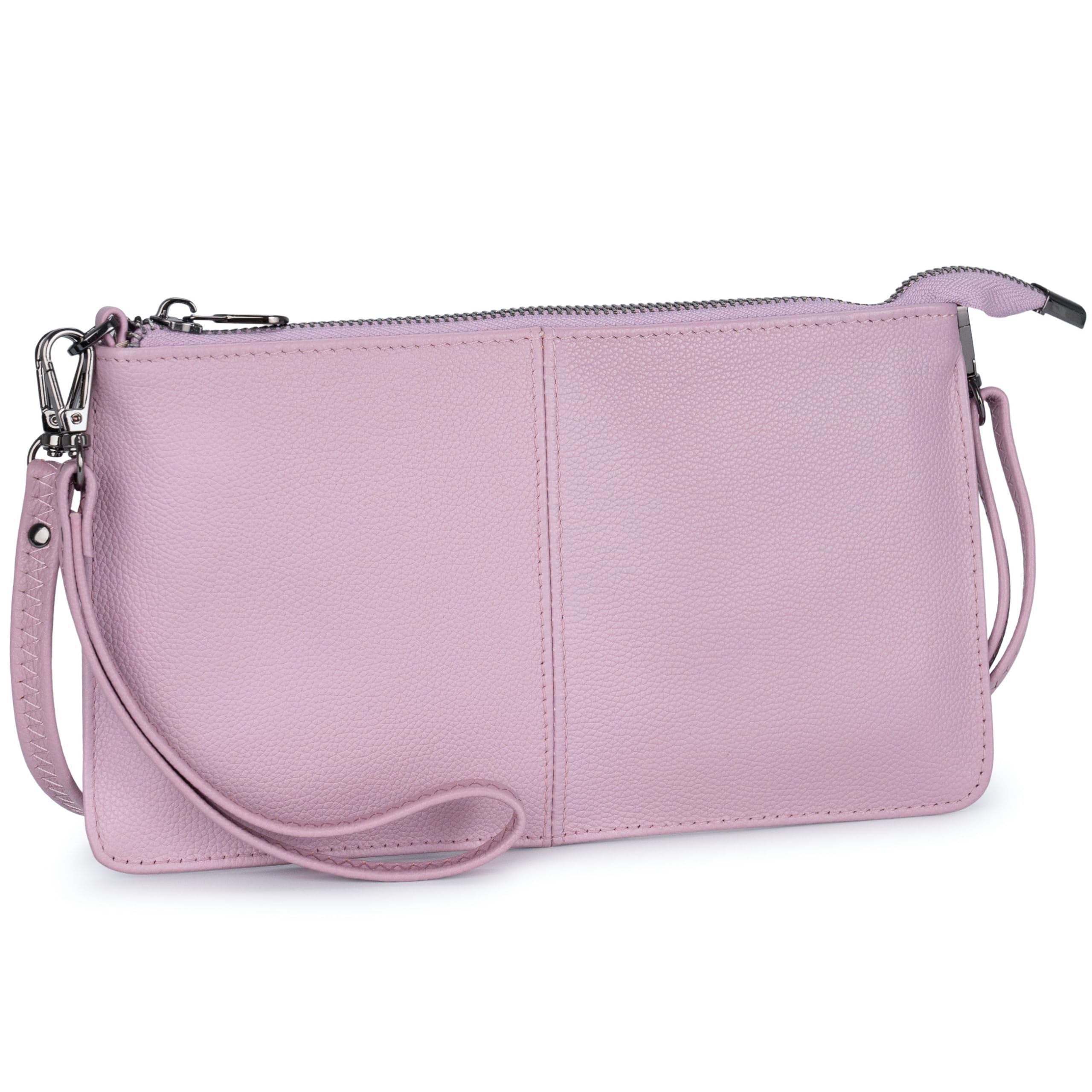 Bveyzi Genuine Leather Wristlet Purses for Women, Envelope Clutch Wallet Small Crossbody Bags for Dressy Evening
