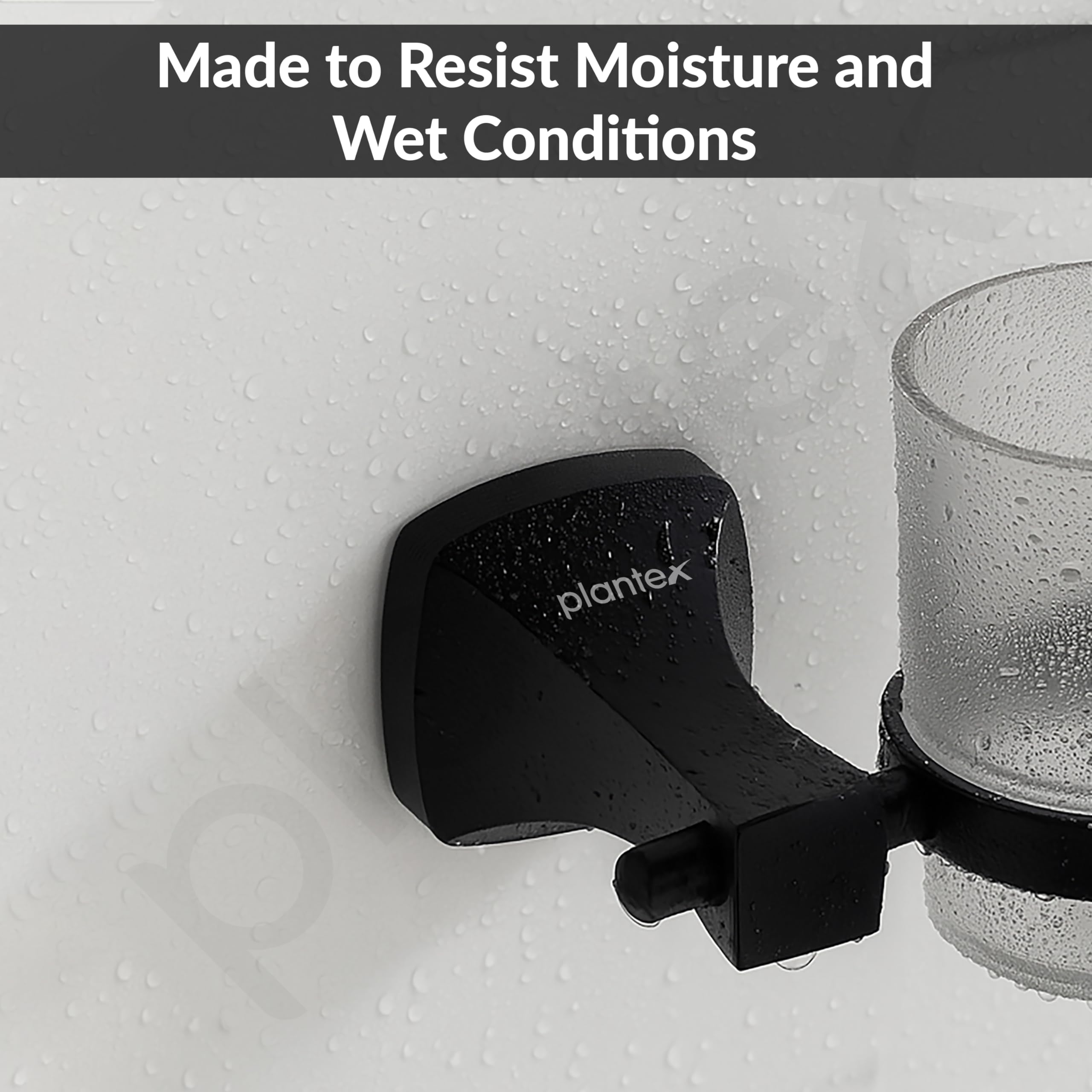 Plantex Space Aluminum Glass Tumbler Holder/Wall Mounted Tooth Brush Holder/Bathroom Accessories (Black) 3