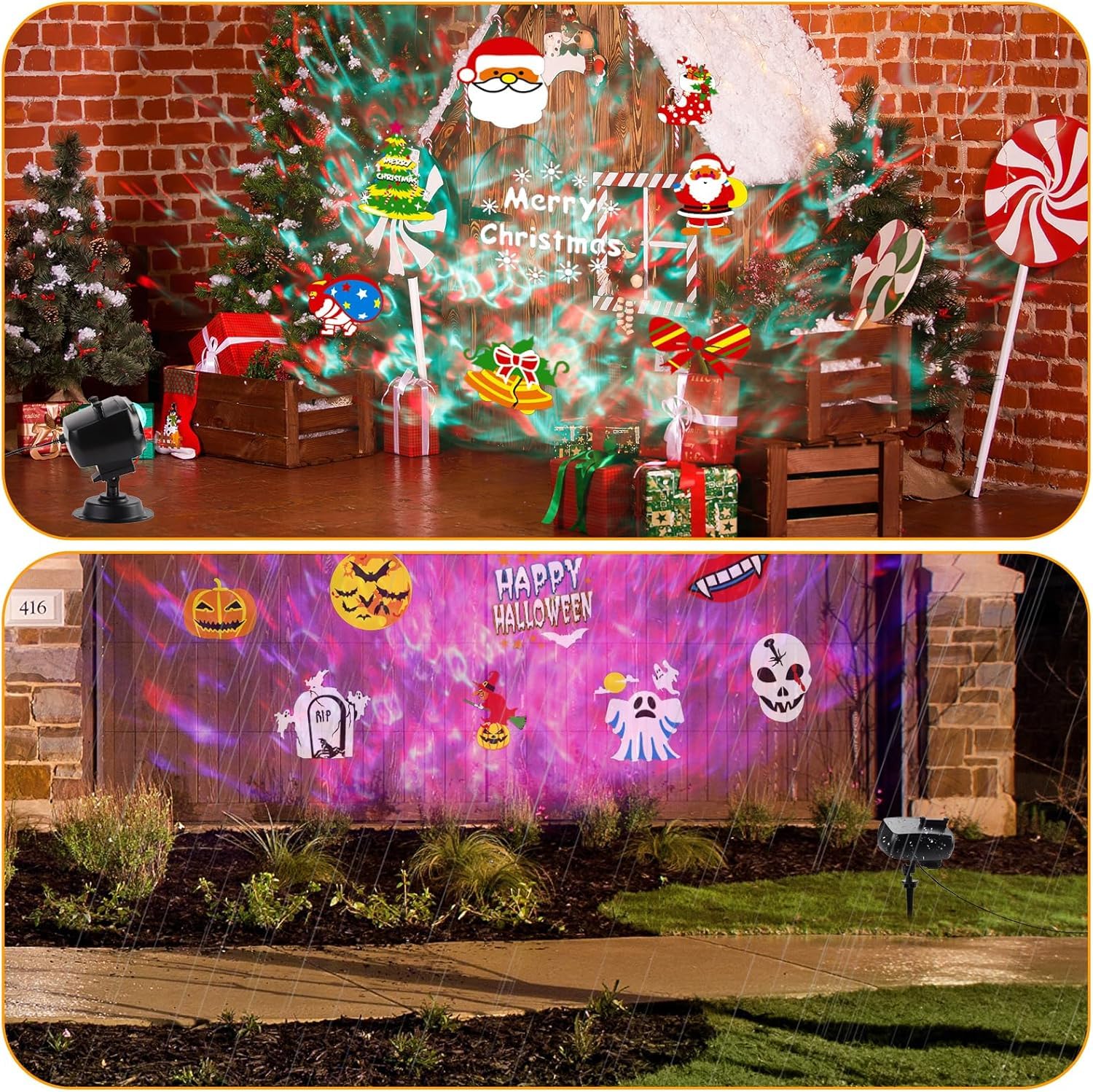 ACELIFE Christmas Projector Outdoor, 2-in-1 Water Wave Halloween Projector Lights - Image 4
