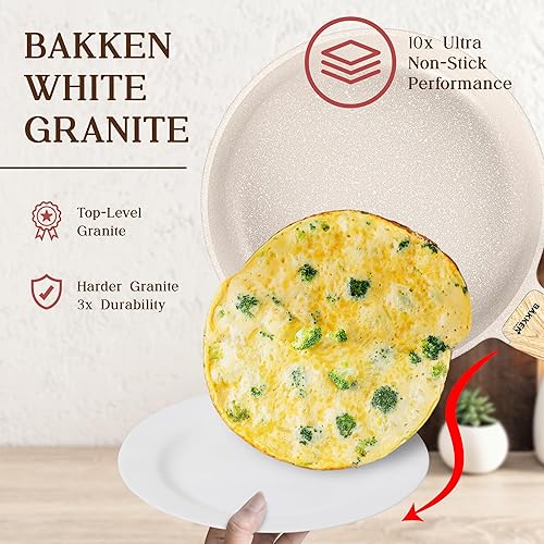 Miniatura 7 de Bakken-Swiss - Juego de utensilios de cocina de 14 piezas, antiadherentes de granito, ecológicos, para todas las estufas y hornos