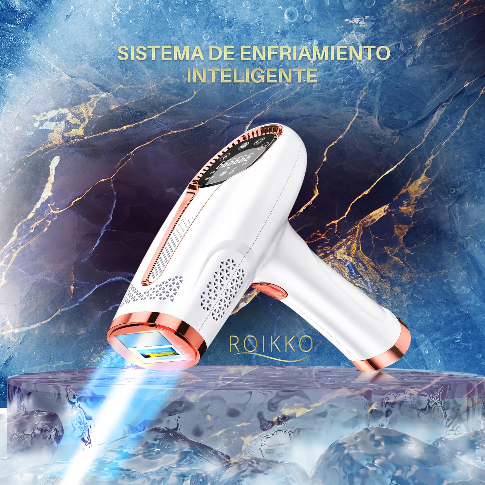 Depiladora Laser ROIKKO® PREMIUM Con Función De Refrigeración | Laser Depilacion 600NM-1200NM | Depiladora Luz Pulsada | Depiladora Laser Mujer | Maquina Laser Depilacion (Blanco 3)