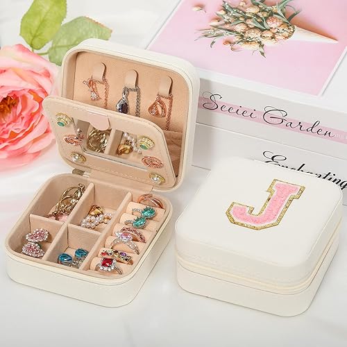 Vista 4 de CHMI Joyero de viaje, joyero de viaje blanco, organizador de joyas de viaje, regalos de viaje para mujeres y niñas, caja organizadora de joyas
