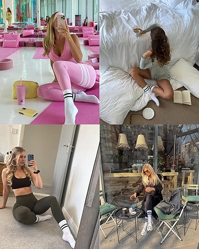 Miniatura 7 de Calcetines Crew para Mujer Calcetines Deportivos a Rayas para Mujeres