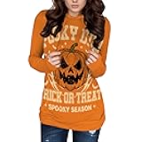 Halloween Womens Pullover Sweatshirts Trendy Drawstring Fall Sweatshirt Halloween Best Gift For Wife And Daughter