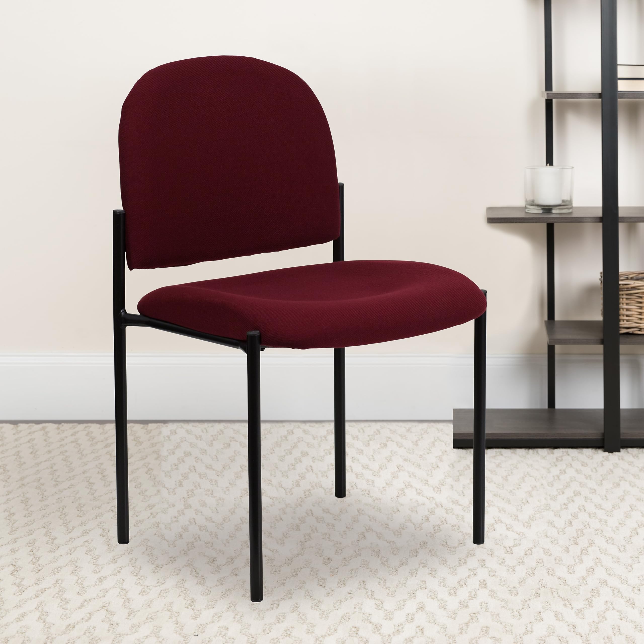 Flash Furniture Comfort Stapelbarer Seitenempfangsstuhl, Stahl, burgunderroter Stoff, 66.0400000000000006 x 49.53 x 19.05 cm