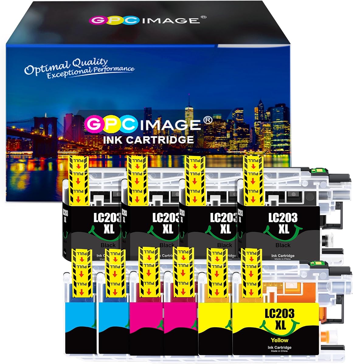 Cartucho de tinta compatible con imagen GPC de repuesto para Brother LC203XL LC203 | para usar con MFC-J480DW MFC-J680DW MFC-J880DWMFC-J485DW MFC-J4620DW MFCJ5720DW (4 negros, 2 cian, 2 magenta, 2 amarillos, paquete de 10)
