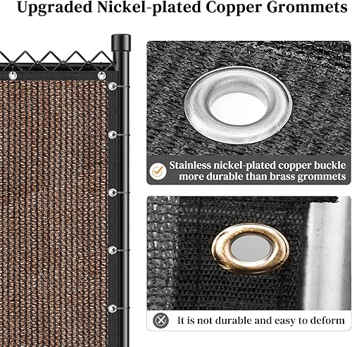 Miniatura 2 de Valla de privacidad de 6 pies x 50 pies, resistente, 170 GSM, cubierta de red de malla de malla de malla niquelada, valla de bloqueo del 95% para