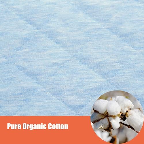 Miniatura 7 de Manta de algodón orgánico para niños y niñas, manta acolchada súper suave y cálida, manta hipoalergénica para cuna de bebé, 39 x 39 pulgadas, azul