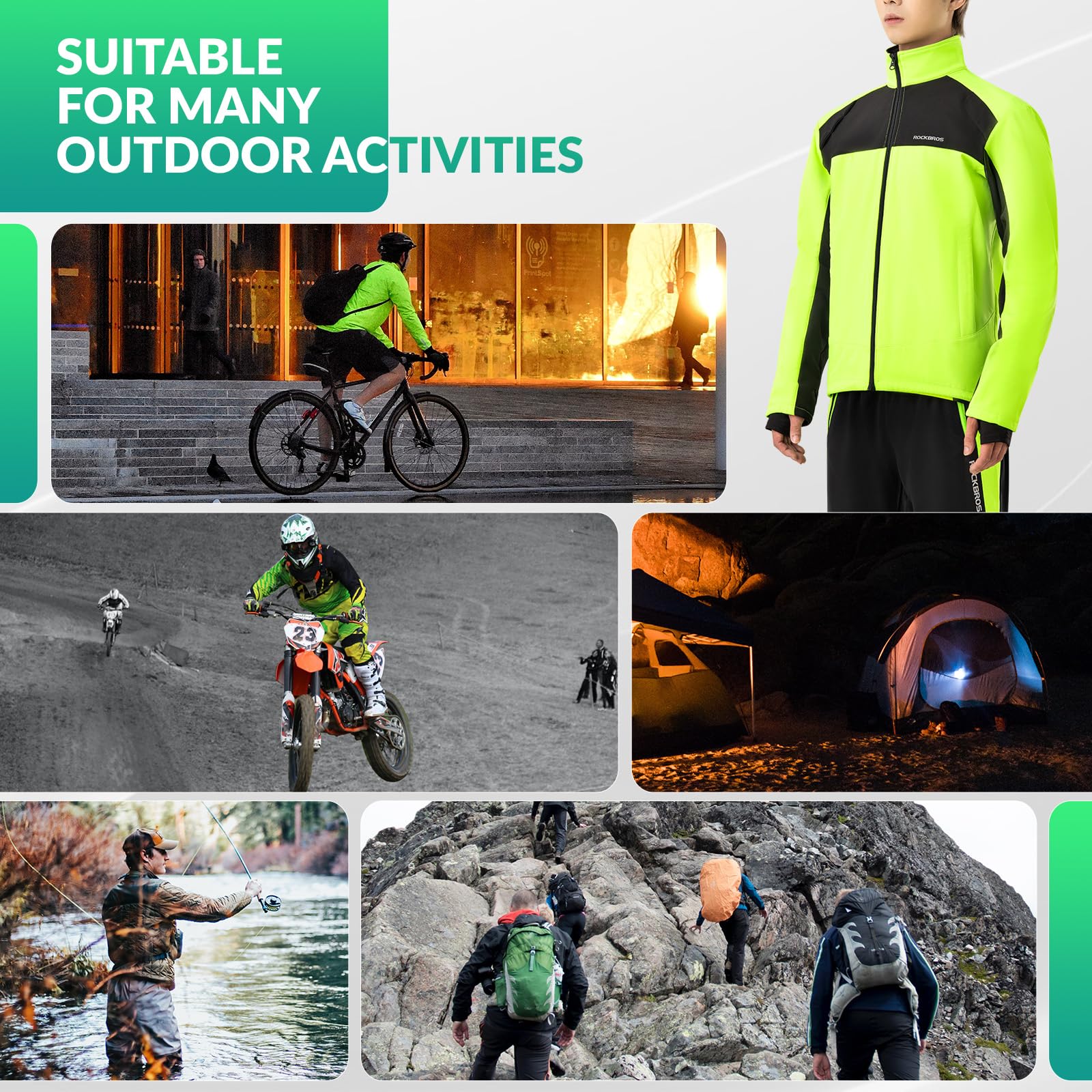 ROCKBROS Chaqueta y Pantalones Largos para Hombre Mujeres Ropa Térmica de Invierno Maillot Antiviento para Deportes al Aire Libre, Ciclismo, Montañismo y Senderismo