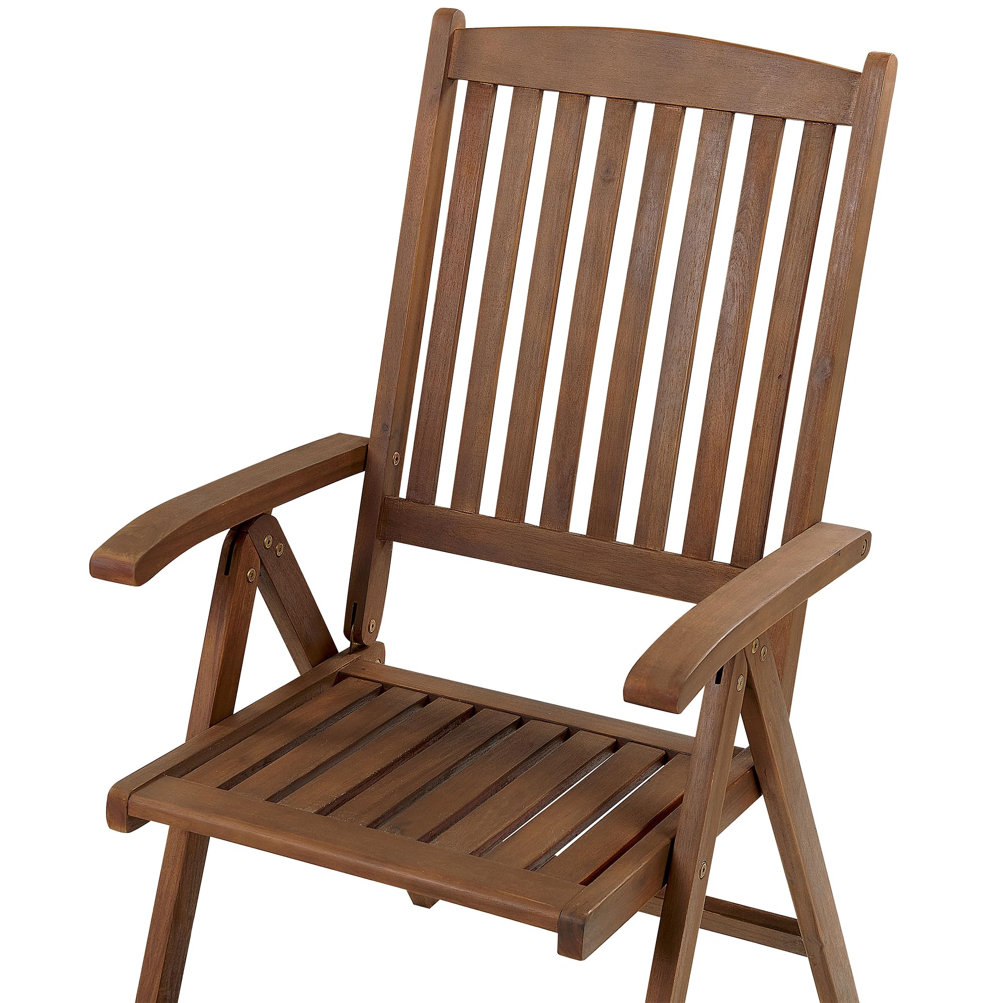 Beliani Gartenstuhl Akazienholz Dunkelbraun verstellbar klappbar mit Armlehnen Amantea