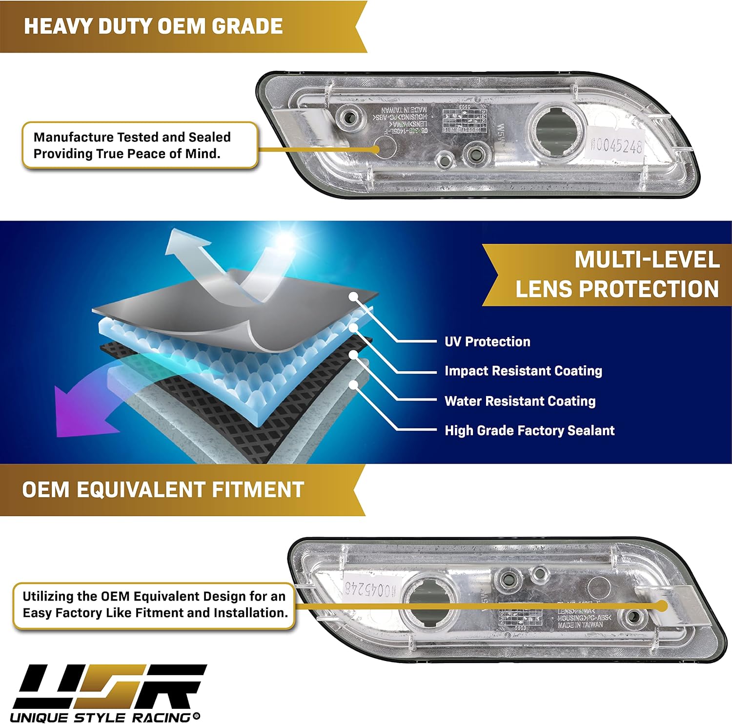 USR DEPO 98-03 W208 CLK Smoke Bumper Side Marker Light Assembly Set (Left + Right) Compatible for 1998-2003 Mercedes W208 CLK and 1998-2004 R170 SLK