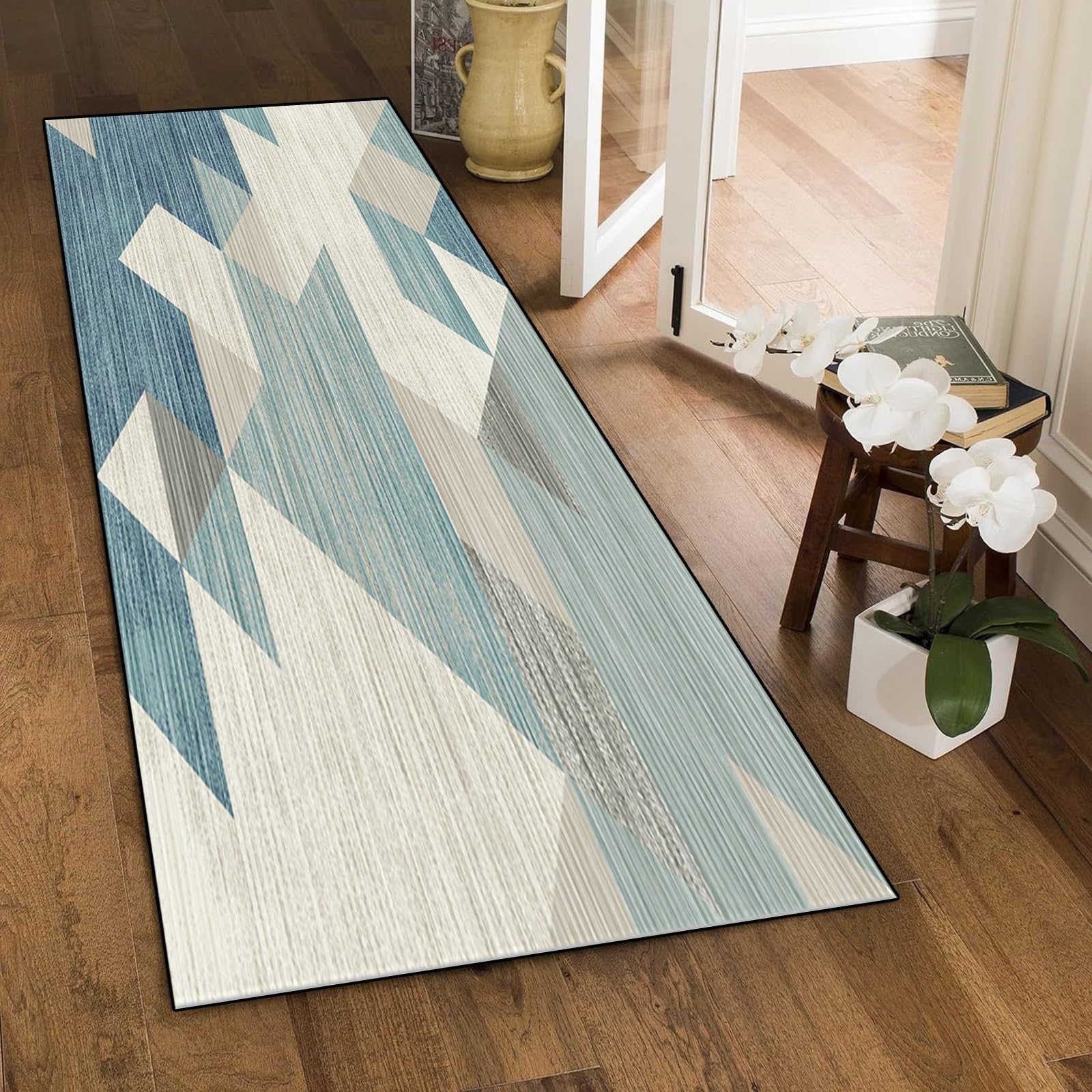 Tapis de Cuisine Antidérapant et Lavable 50 x 190 cm sur Mesure - Antidérapant - Lavable - Moderne Tapis Entrée Couloir Poils Ras Tapis de Couloir Extra Long pour Couloir, Salon, E