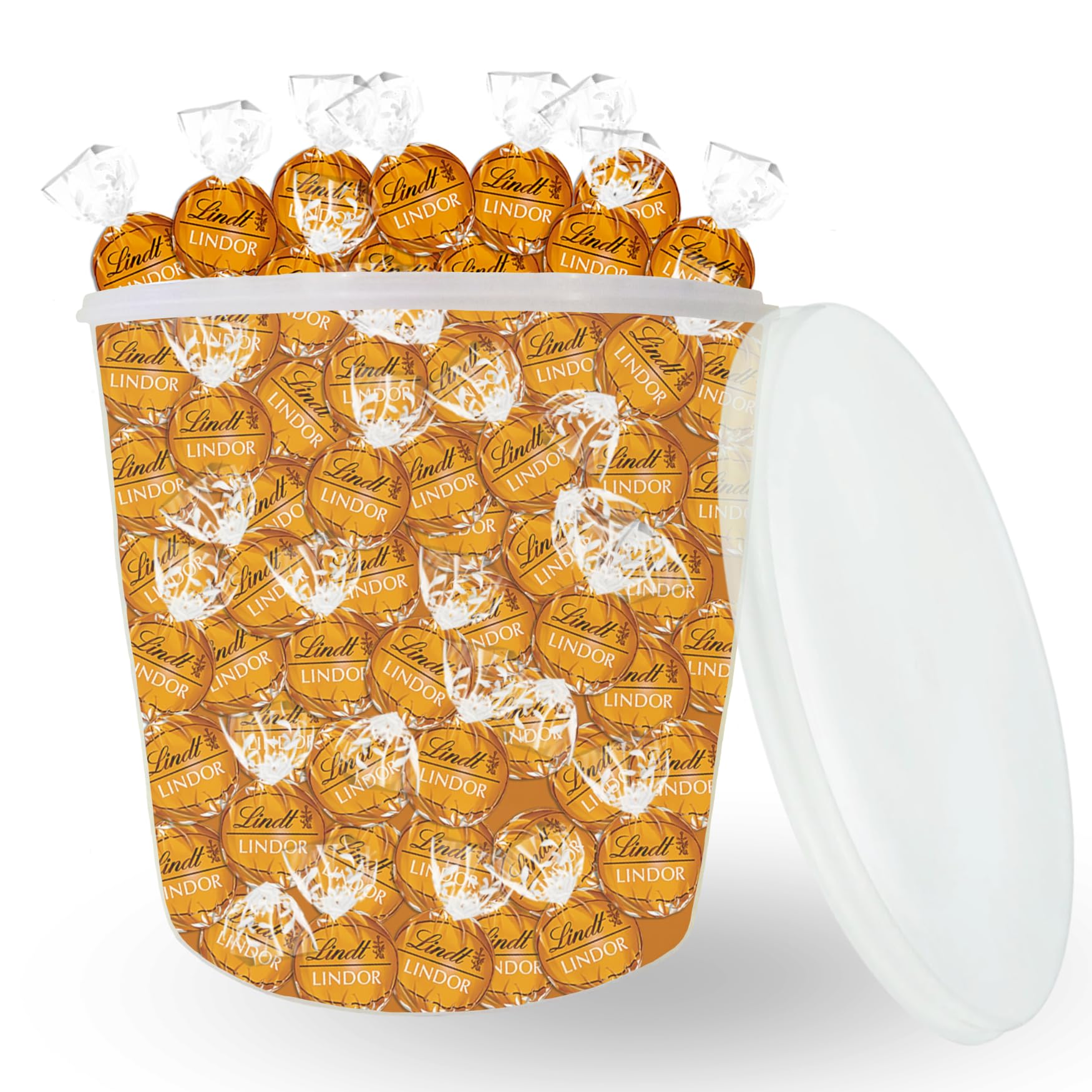 LINDT - 100 bouchées LINDOR Chocolat Lait Caramel - Boîte 1,25 kg | Chocolats à Offrir ou à Partager pour un Anniversaire, une Fête, un Evènement - Grand Format, Candy Bar, Mariage, Baptême