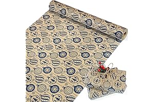 Retro Christmas Wrapping Paper Roll, Vintage Gift Wrap for Xmas New Year Party Decor