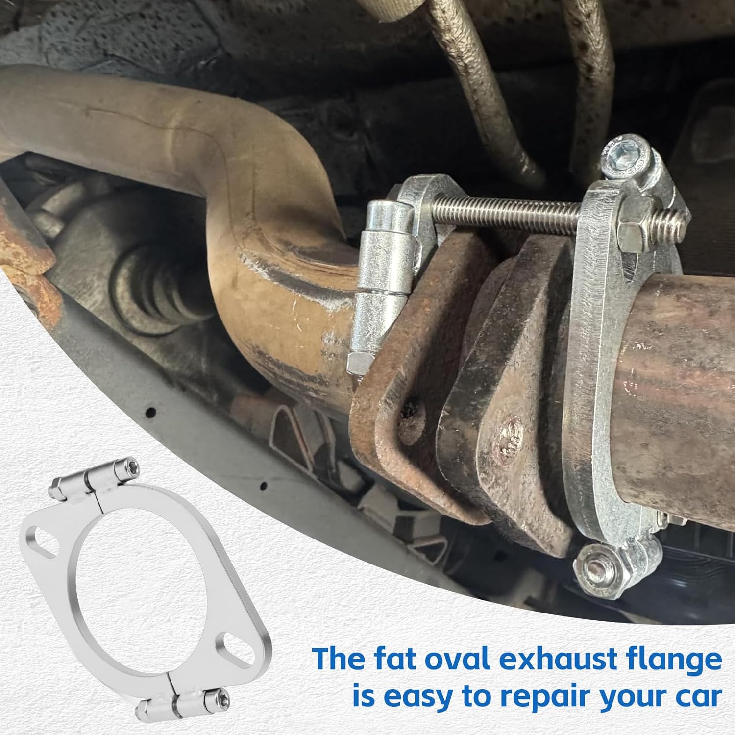 3.5 inch Split Flange Repair Kit,2 Packs Exhaust Flange Flat Split Flange Repair Replacement Kit with 2 Bolts