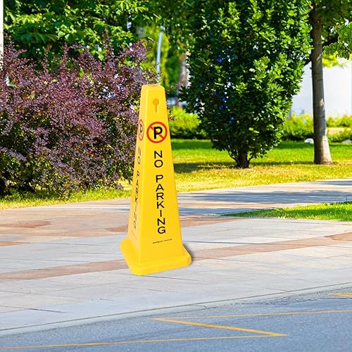 Miniatura 3 de SmartSign Letrero de cono de estacionamiento de 4 lados con símbolo, 12.5 x 36 pulgadas, plástico moldeado resistente, conos de seguridad de tráfico