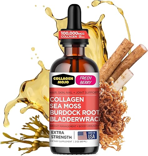 Miniatura 7 de Collagen Mojo Péptidos de colágeno líquido con musgo marino, raíz de bardana y vejiga + péptidos de colágeno líquido con Ashwagandha, saúco y