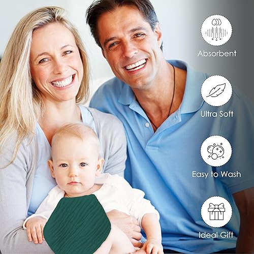 Miniatura 7 de Paños de baño para bebé, 100% muselina de algodón, suaves y toallitas absorbentes para recién nacidos, niños, niñas y niños, paquete de 12, 12 x 12