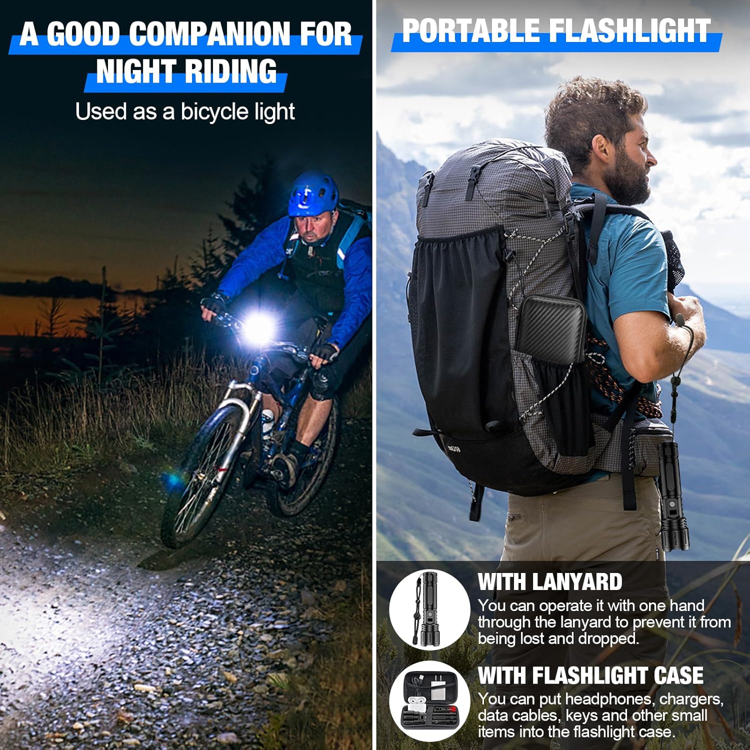 Banral LED Flashlights High Lumens Rechargeable, 5000mAh Super Bright Powerful Flashlight, Type-C, 5 Modes, Zoomable, IPX5 Waterproof High Powered Tactical Flash Light for Emergency Camping Hiking