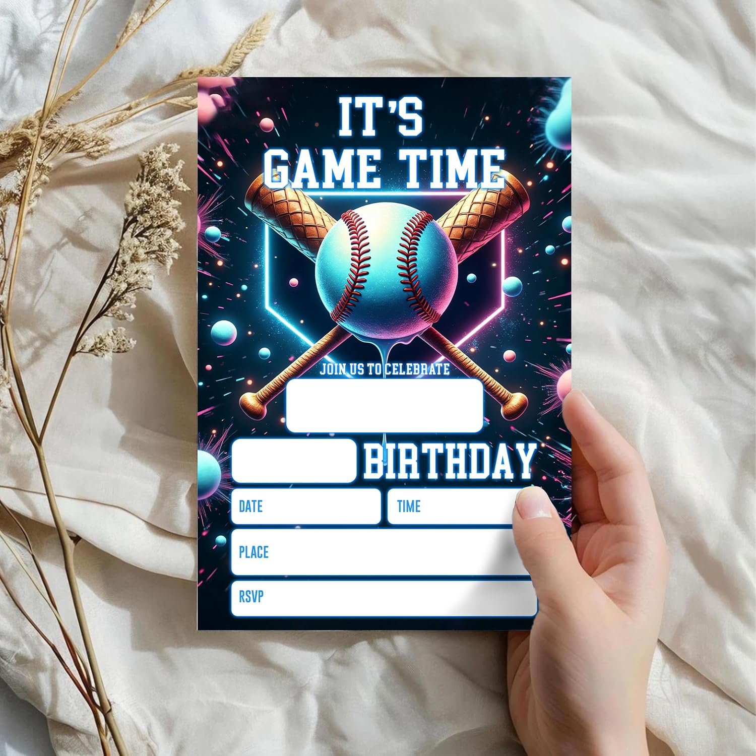 Baseball Party Birthday Invitations for Boys Girls, Baseball Birthday Party Invitations, 20 Pack Sports Invite Cards with Envelopes, Birthdays, Sports Parties Decorations, 4x6 Inch-A10