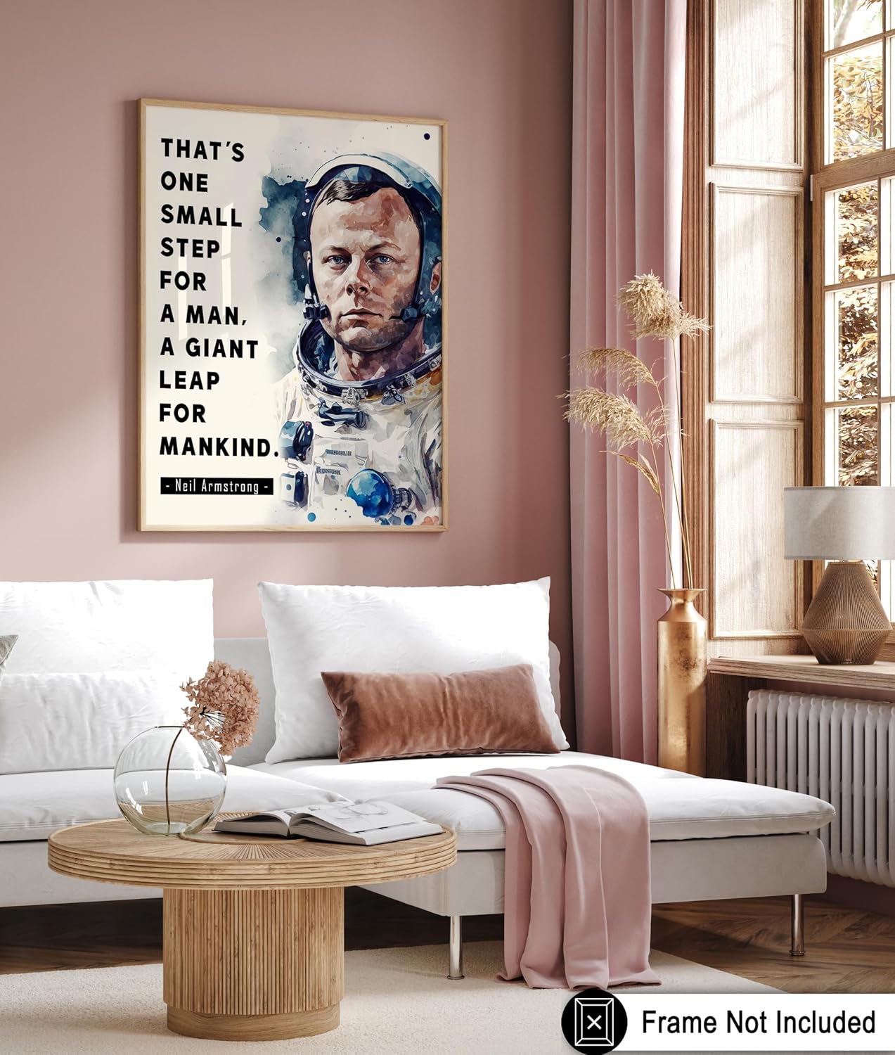 Poster Master Giant Leap For Mankind Poster - Neil Armstrong Print - Motivational Quotes Art - Gift for Men & Women - Inspiring Wall Decor for Living Room, Bedroom or Office - 8x10 UNFRAMED Wall Art