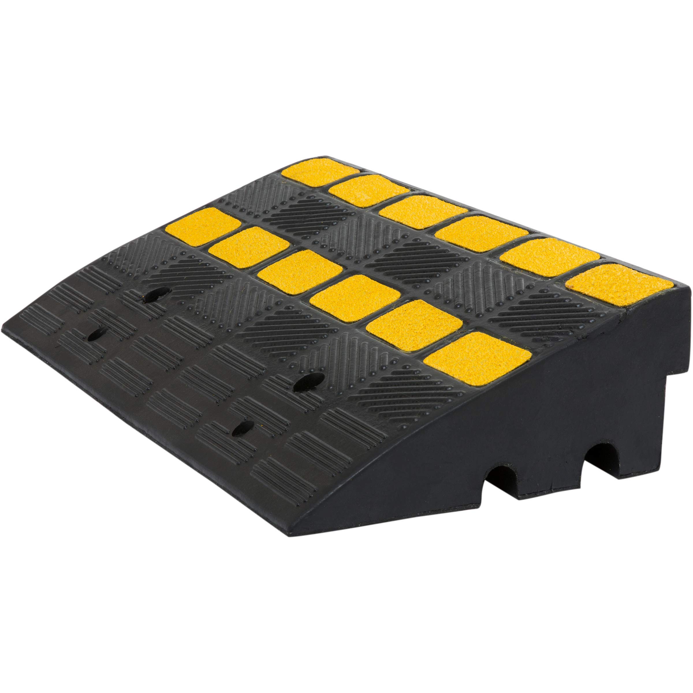 The Workplace Depot Black/Yellow Rubber Kerb Ramp, Driveway Pavement Wedge Ramp For Cars, 100Mm Or 150Mm (100Mm)