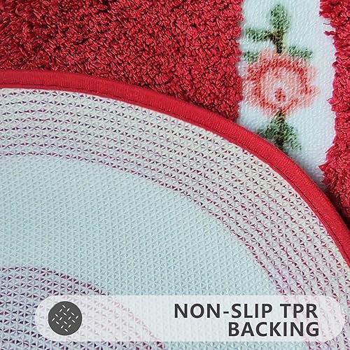 Miniatura 7 de Alfombra de baño con diseño floral rojo para baño, alfombra de baño con flores, alfombra de bañera floral, alfombra de baño floral, alfombra de
