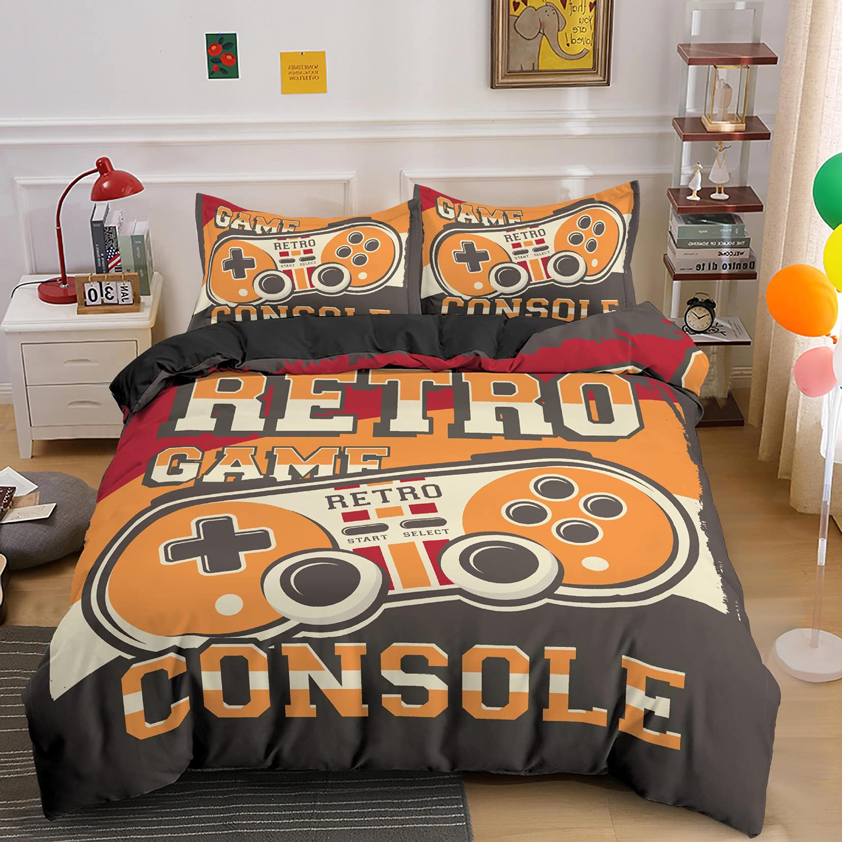 richhome Set di biancheria da letto Gamer per ragazzi e ragazze, set di