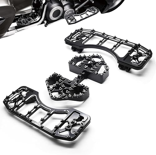 Miniatura 8 de MZS Plataformas de motocicleta para pasajero y conductor, estribos anchos, pedales estirados, color negro, compatibles con Dyna FLD/Electra Road