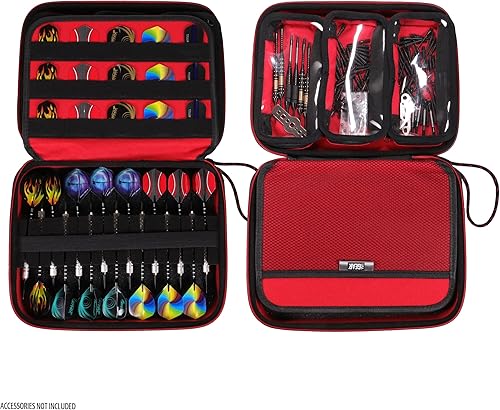 Miniatura 13 de USA Gear Funda de dardos semidura XL - Estuche de transporte de dardos para dardos (15), puntas de dardos, ejes de dardos, vuelos de dardos y más