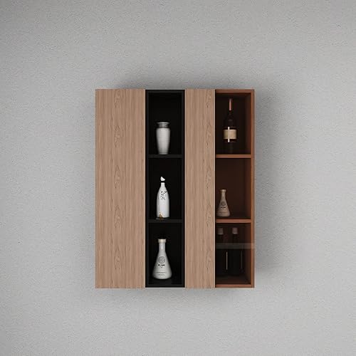 AVZEAR Estante de vino montado en la pared con puerta de cristal gabinete de pared de baño de gran capacidad gabinete de baño montado en la pared