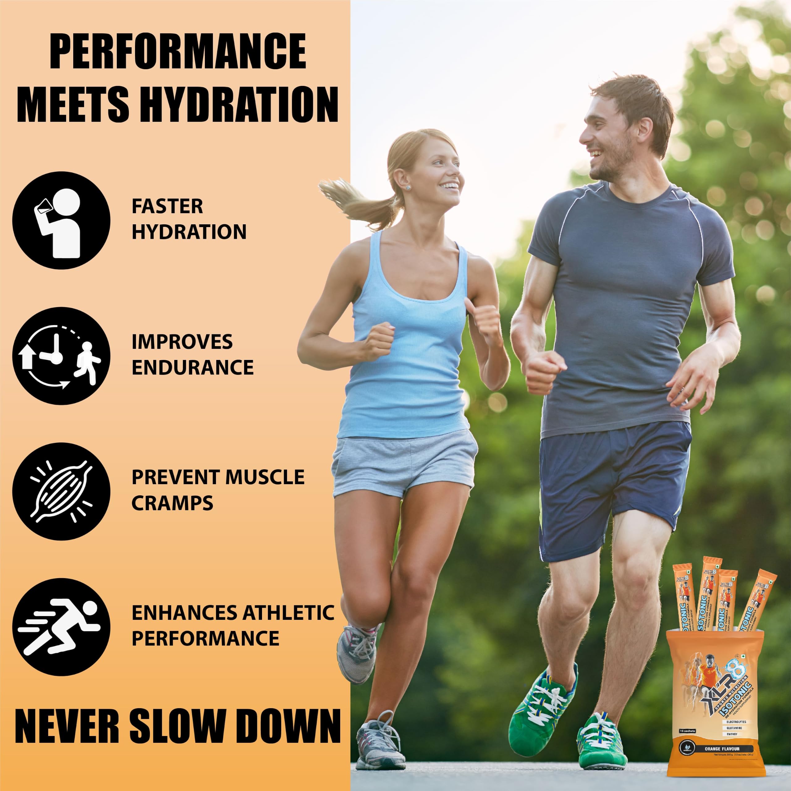 XLR8 Electrolytes Powder (15 x 20g with Shaker) | High Performance Isotonic Sports Hydration & Energy Drink Mix with Sodium, Potassium, Magnesium, Glucose & Glutamine | Instant Rehydration for Workout, Running & Endurance |Orange — Amazon image 4
