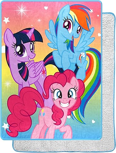 Northwest My Little Pony Rainbow Surprise - Manta de sherpa de seda de gran tamaño, 60 x 80 pulgadas