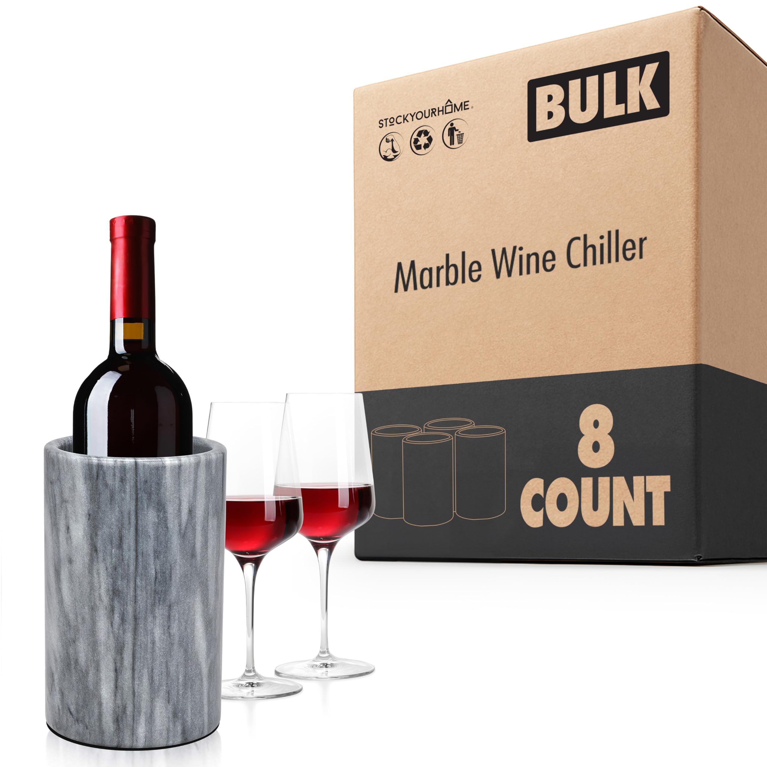 Marble Wine Chiller Bucket - Wine Bottle Cooler for Parties by Modern Innovations – 1 Count, Plastic, Silver, Pack of 8, Model Modern Innovations