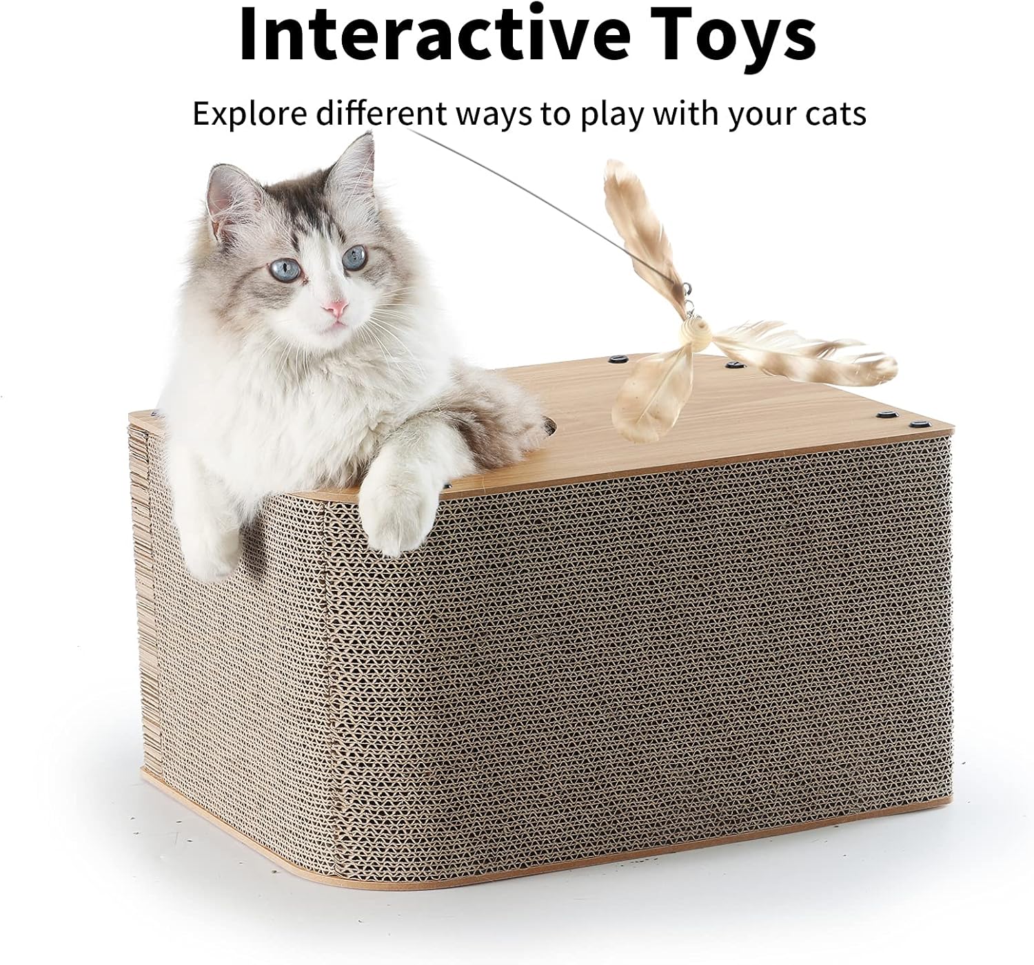 review FUKUMARU Cat Scratcher Lounge, 17.3 X 9.8 X 13.4 Inches Vertical and Horizontal Cardboard Cats House, Cat Scratching Post for Indoor Cats as Tunnel and Sofa