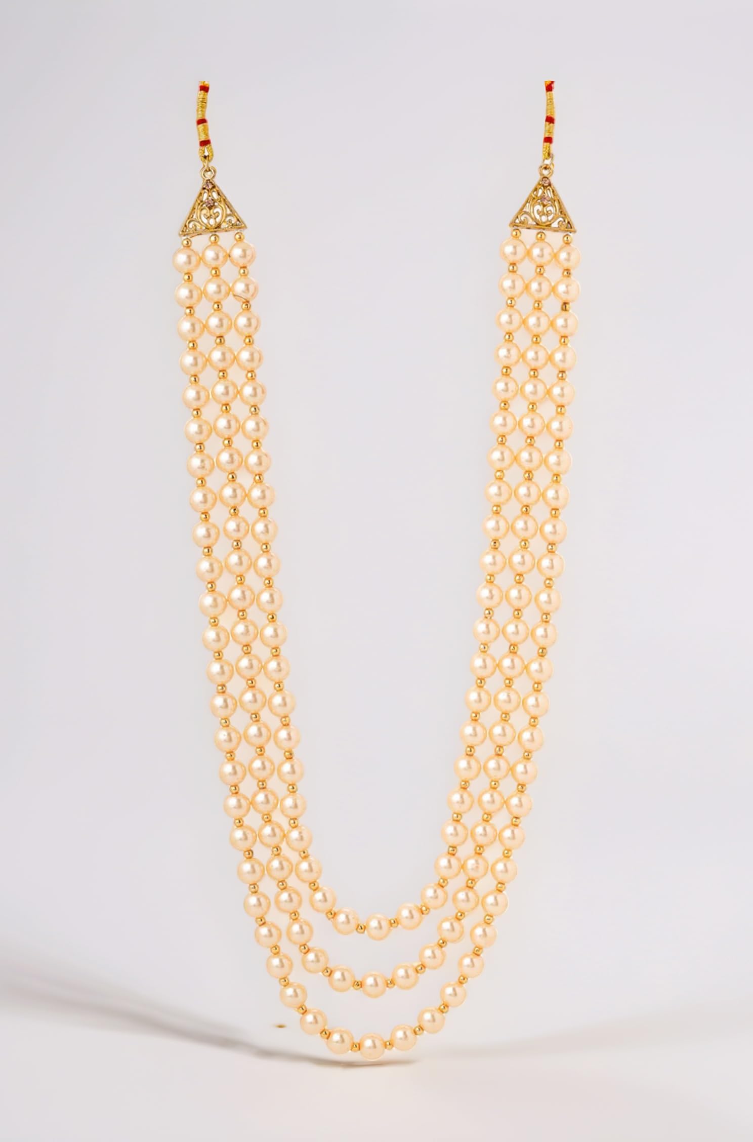Yellow Chimes Dulahmala For Mens Golden Beads Pearl Necklace Jewellery for Groom Dulha Moti Mal Haar For Men Sherwani Necklace
