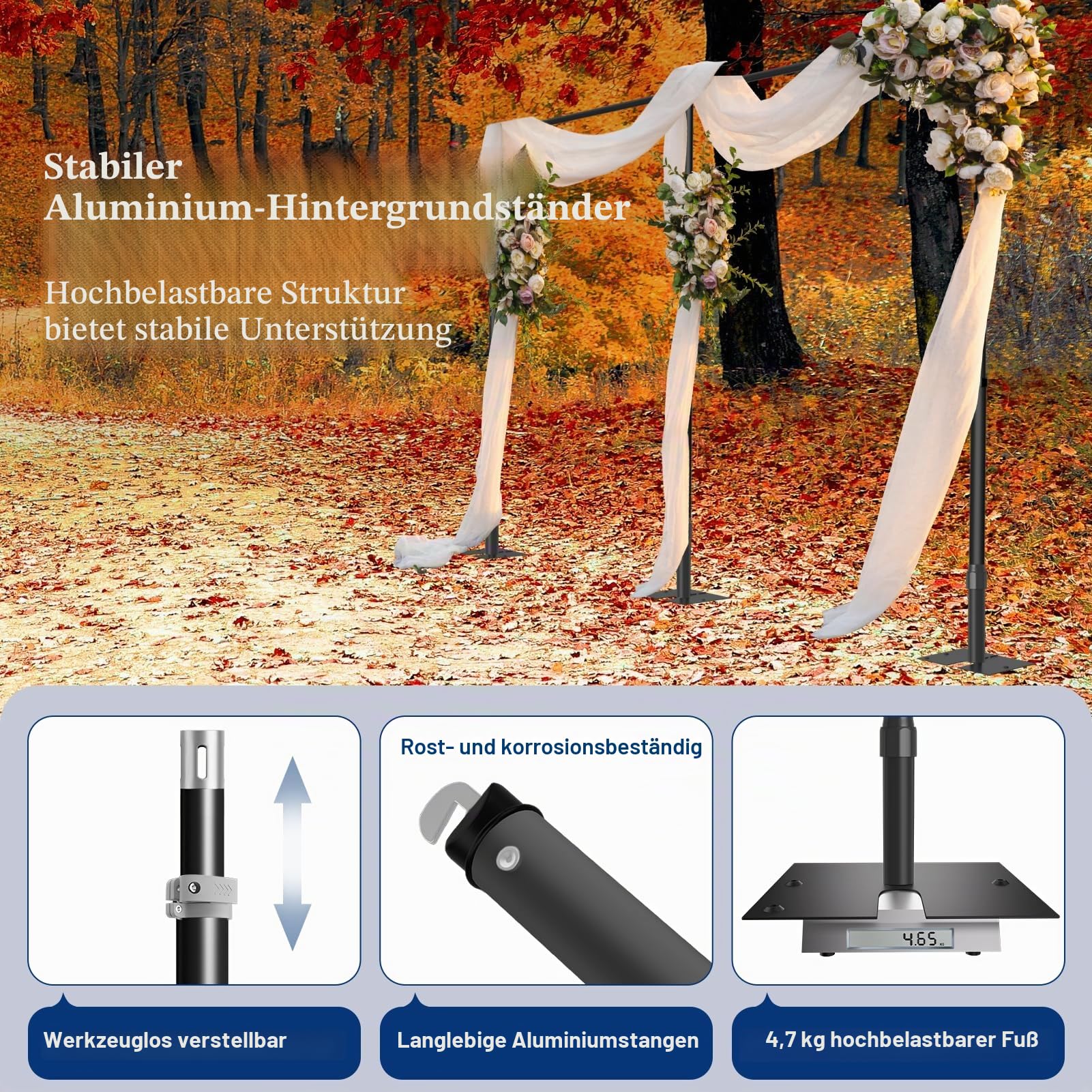 EMART Foto Hintergrund Ständer Schwarz,3x6m Große Hintergrundsystem