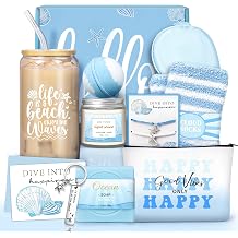 Birthday Gifts for Women, Ocean-Themed Gift Set for Women, Inspirational Thank You Gift Box, Christmas Gifts Beach Spa Self Care Basket for Her Teen Girl Sister Friend Friendship Mom