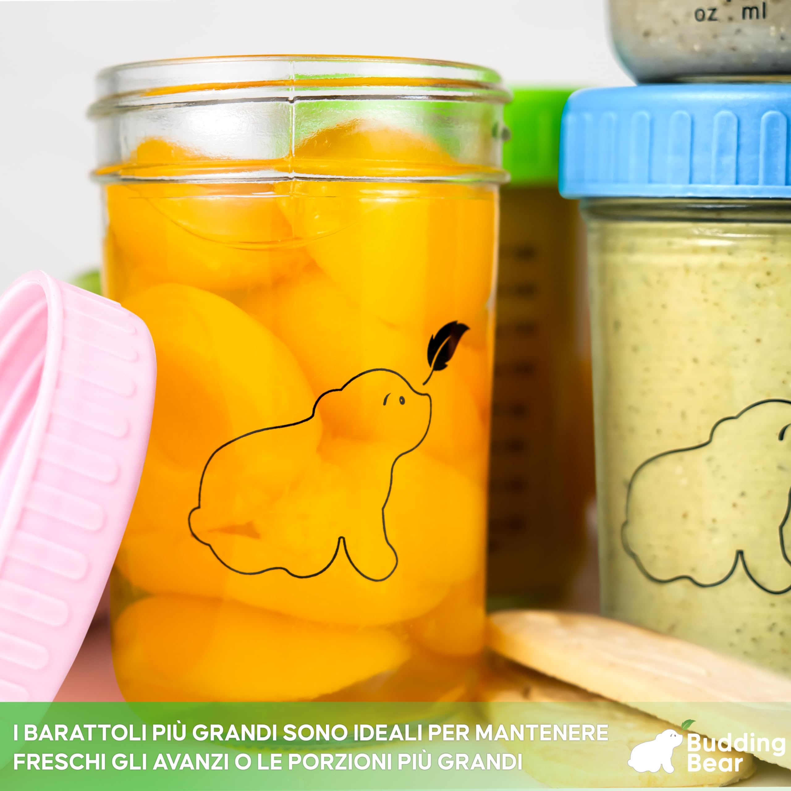 Contenitori in Vetro per Bambini 240 ml 6 Pezzi - Sicuri per Microonde Freezer - Senza BPA - Vasetti Pappa Riutilizzabili