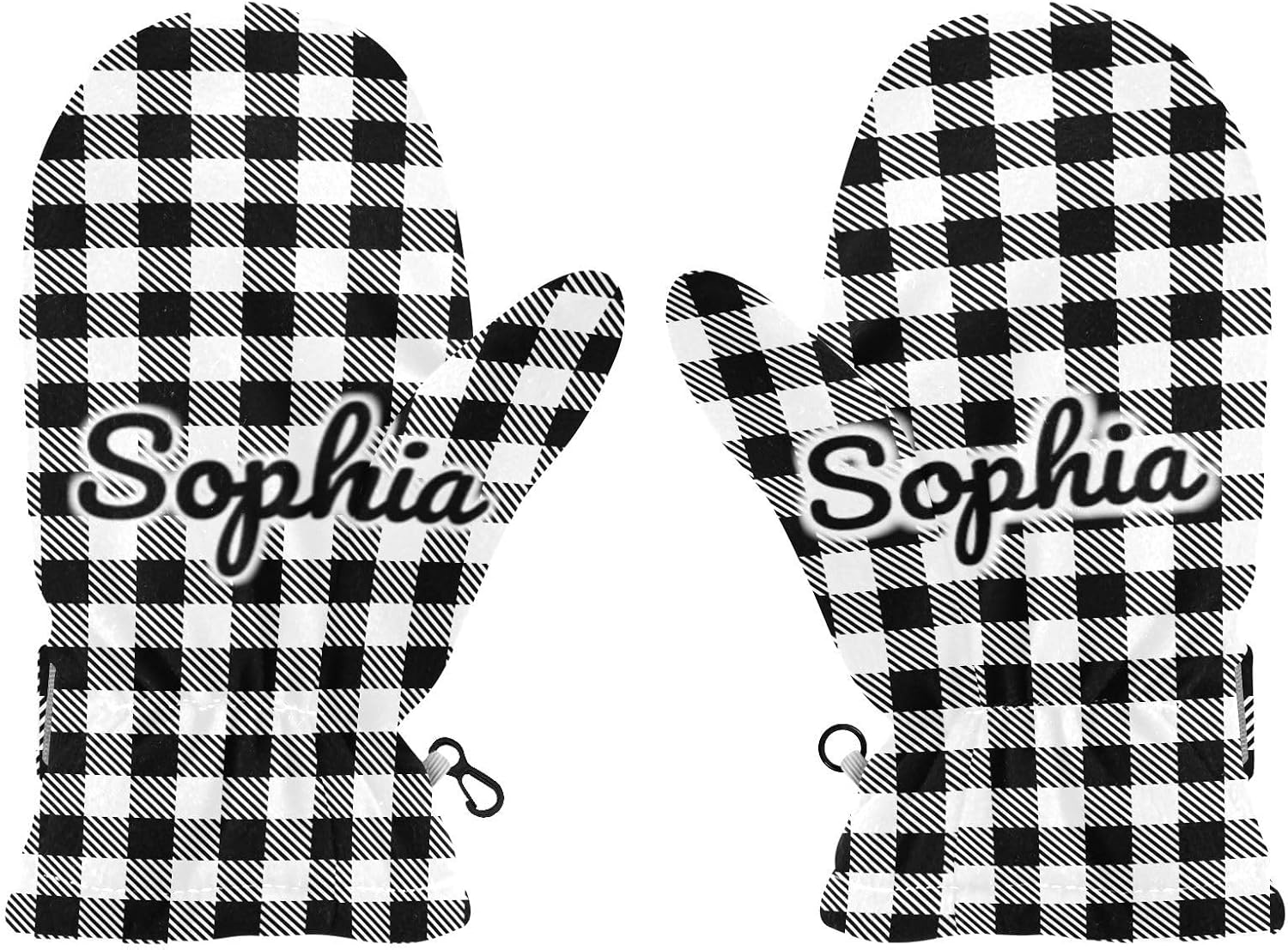 Custom Buffalo Plaid Check Red Toddler Mittens Personalized Infant Warm Mittens Kids Snow Gloves for Baby Girls S