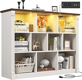 EnHomee 10 Cube Storage Organizer with LED Light and Charging Station Wo...