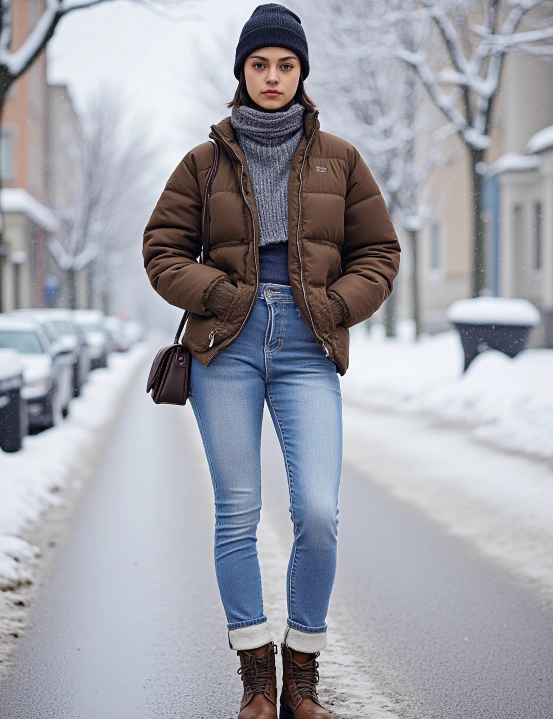 Pantalones Vaqueros de Invierno con Forro Polar para Mujer Jeans Ajustados Térmicos Denim Levanta Glúteos Cálidos Invierno Leggings Vaqueros