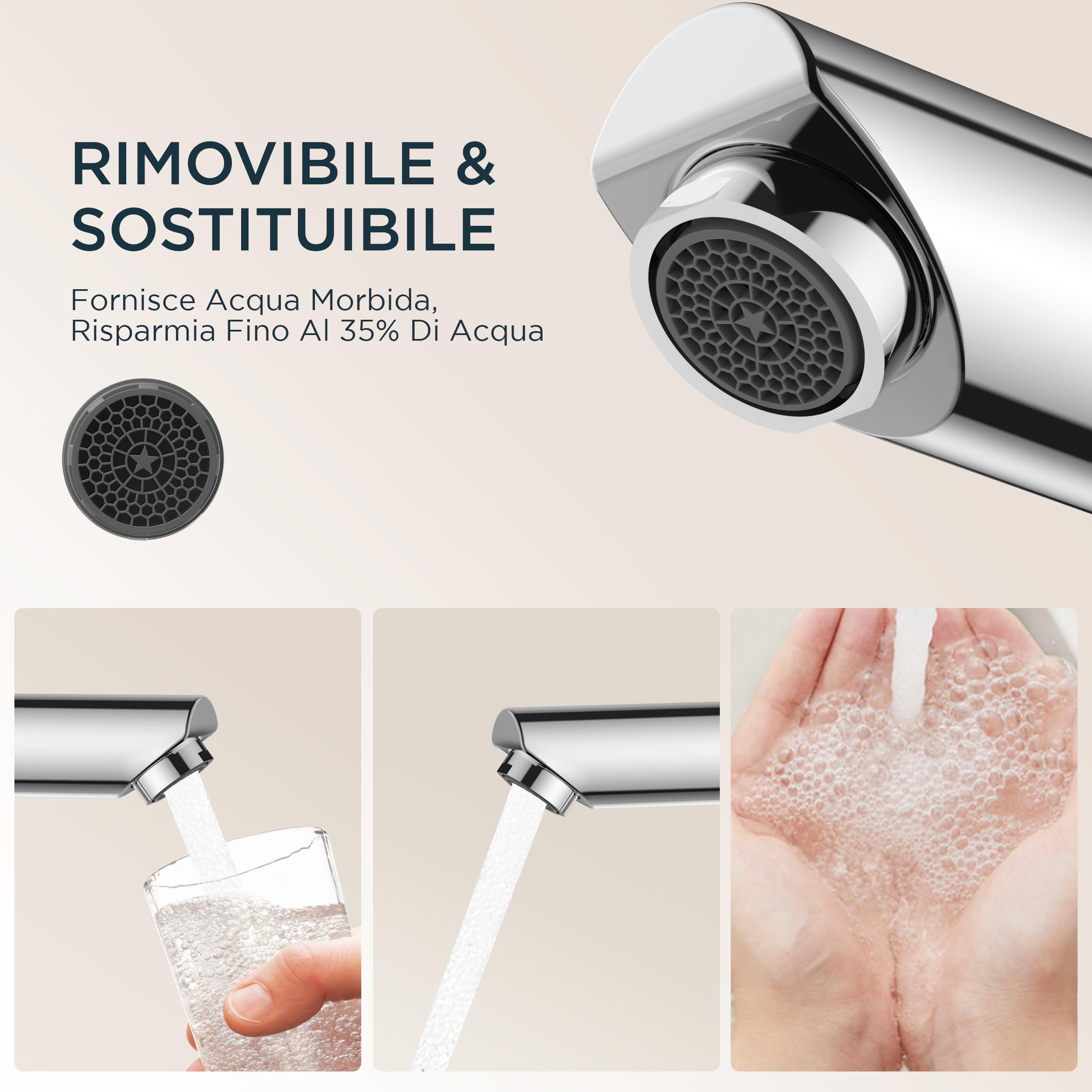 FORIOUS Rubinetto Di Bagno, Miscelatore Per Lavabo In Acciaio Inox Con Altezza Del Beccuccio 85MM, Miscelatore Monocomando Per Acqua Calda E Fredda In Bagno, Cromato