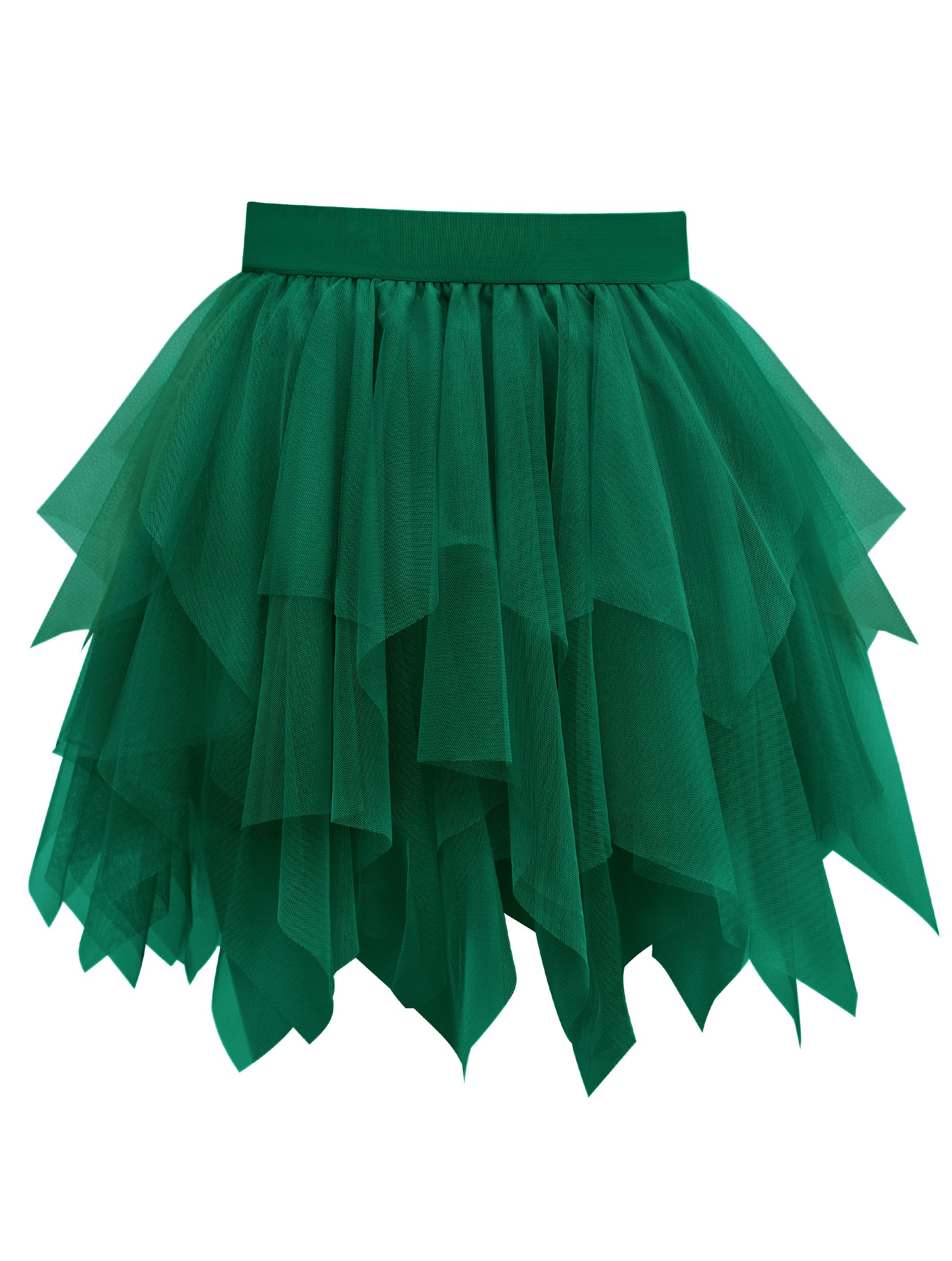 Vlazom Women's Tulle Tutu Skirts, 4 Layered Petticoat Underskirt Vintage A-line Rockabilly Tutu Skirt for Dress-up Parties Dancing, Halloween Party Dark Green,L-XL