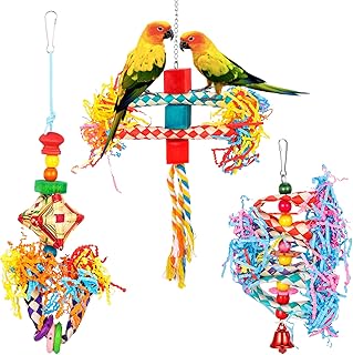 3 Pack Bird Budgies Shredding Toys Bird Parrots Chewing Toys Parrot Cage Foraging Shredder Toys Bird Cage Accessories for Small Parakeets,Cockatiels,Budgies,Love Birds,Finches
