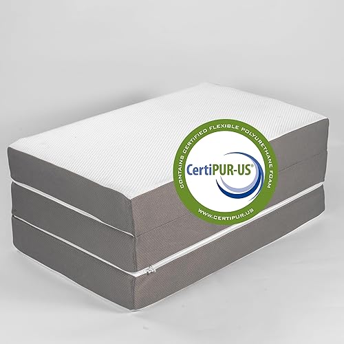 Miniatura 4 de Nutan Colchón de espuma viscoelástica de gel con cremallera triple de 4 pulgadas, almohadilla para cuna, cama de invitados, colchón de piso